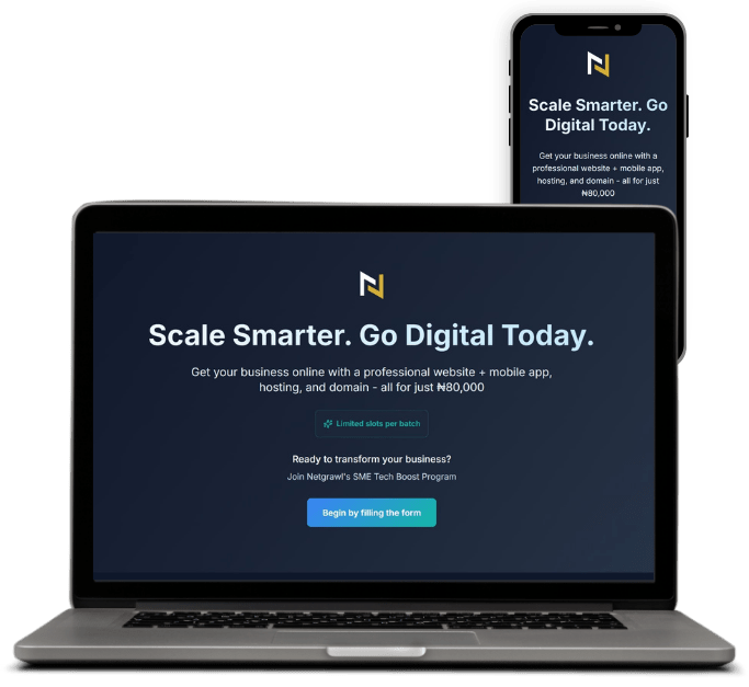 Professional website mockup showing desktop and mobile views